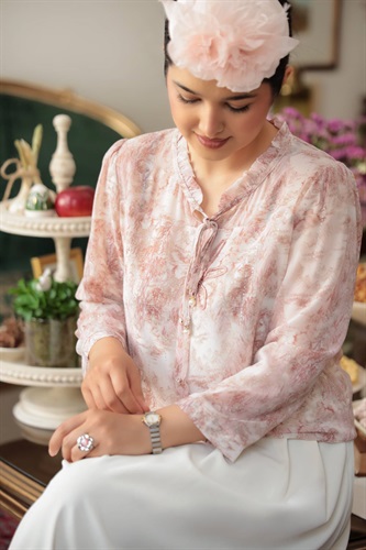 شومیز حریر طرح دار  ساحل Code 913