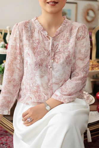 شومیز حریر طرح دار  ساحل Code 913