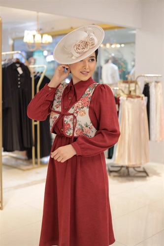 پیراهن مخمل کبریتی ترنج Code 132